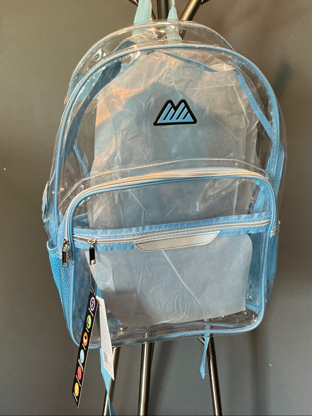 Clear Backpack with Light Blue Trim - Brand Unknown
